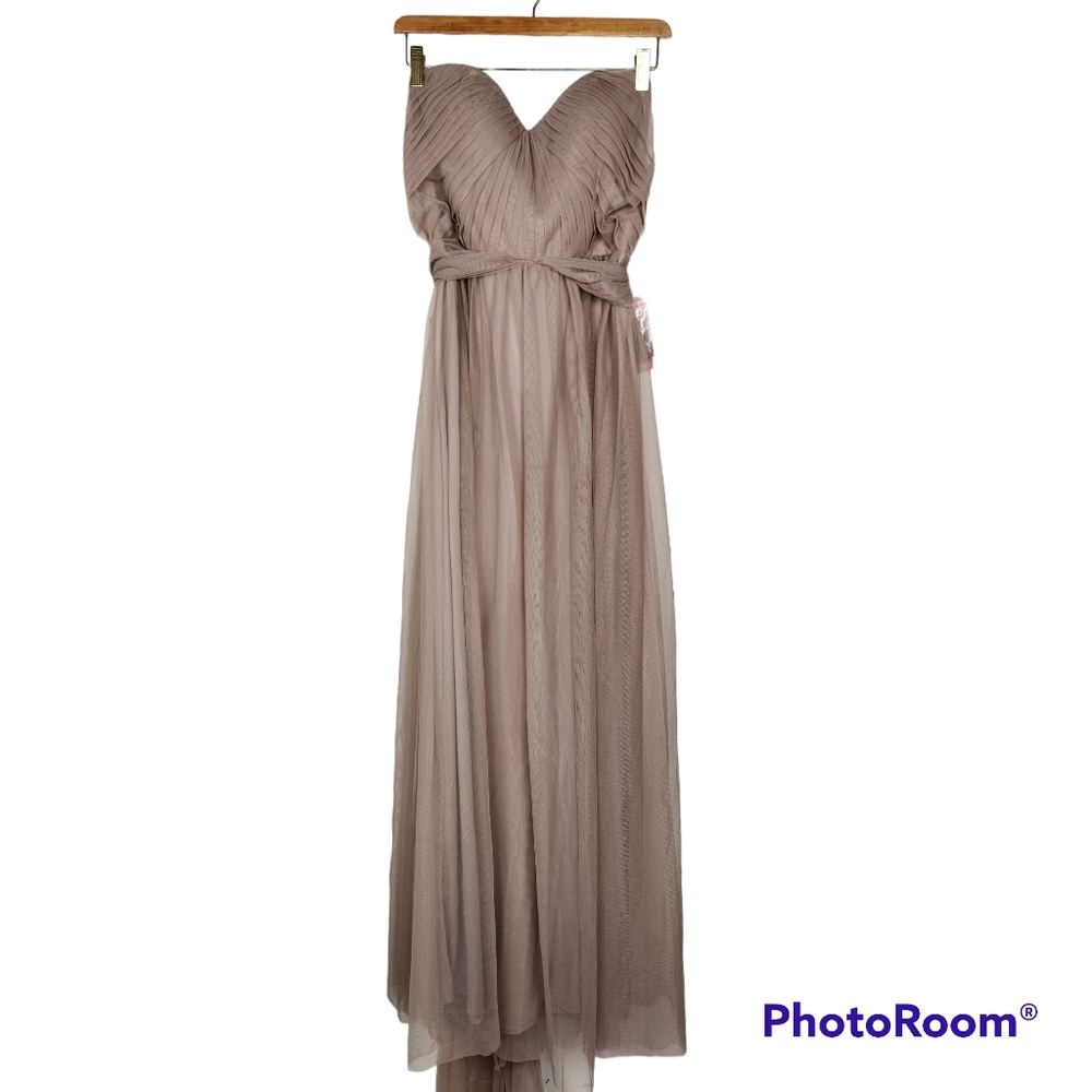 NWT Birdy Grey Christina Convertible Sandy Taupe Tulle Dress Sz L